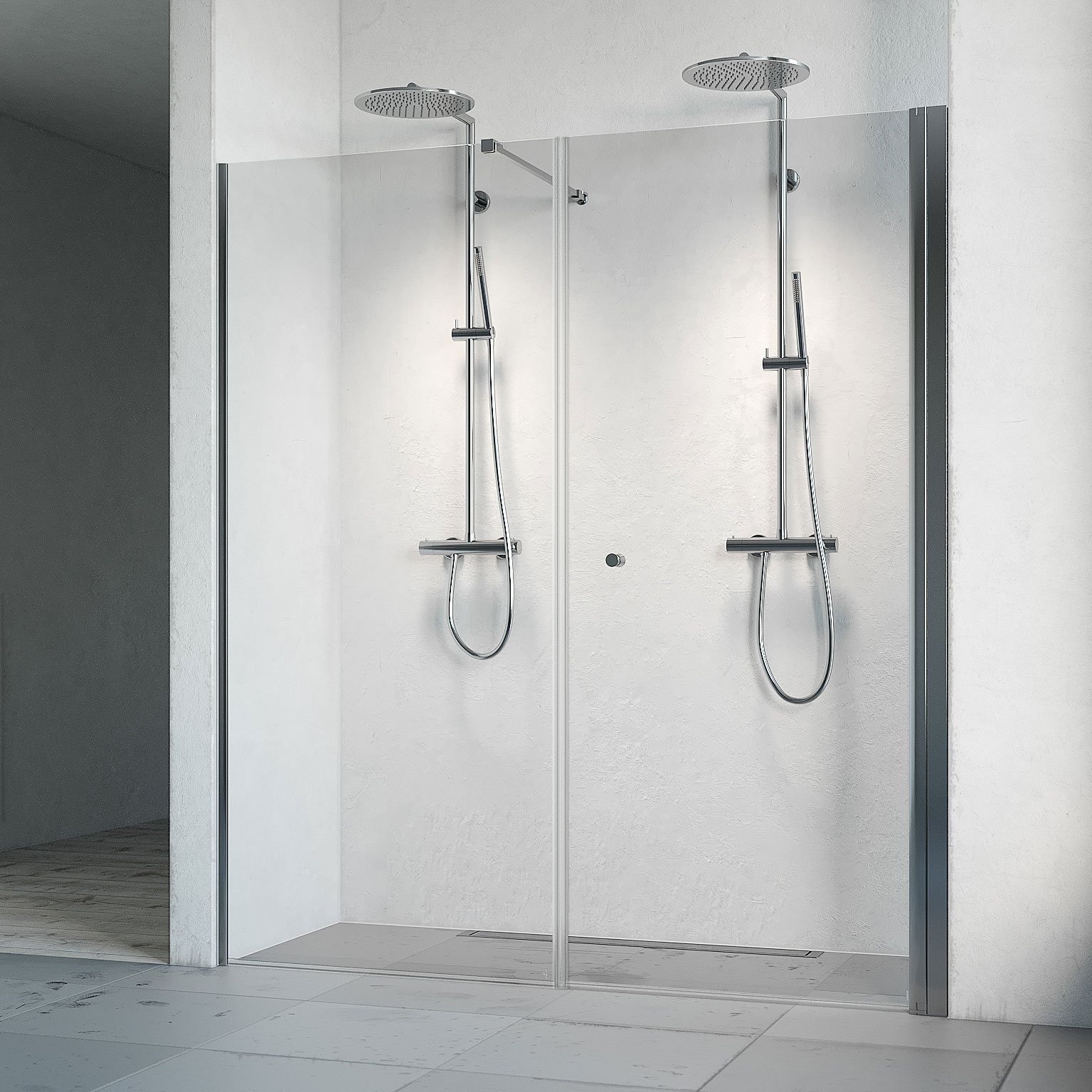 Spirit Swing V80D70 Gr Bl Kl 800x700 mm, Krom, Klarglas med Hålgrepp