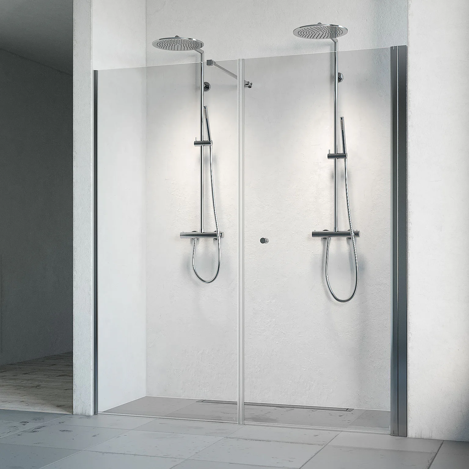 Spirit Swing V100D70 Gr Bl Kl 1000x700 mm, Krom, Klarglas med Hålgrepp