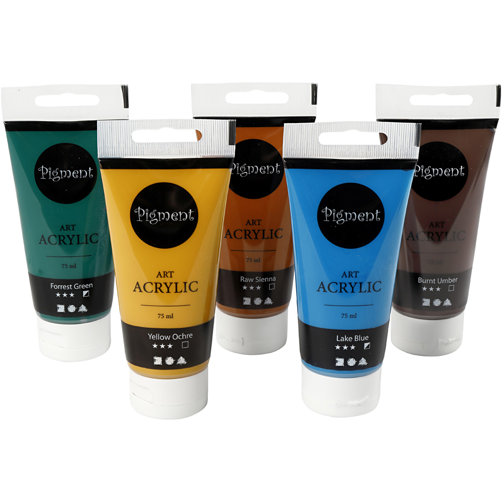 Akrylfärg Creativ Company Pigment Mixade Färger Naturfärger 5st 75 ml/1 Förp