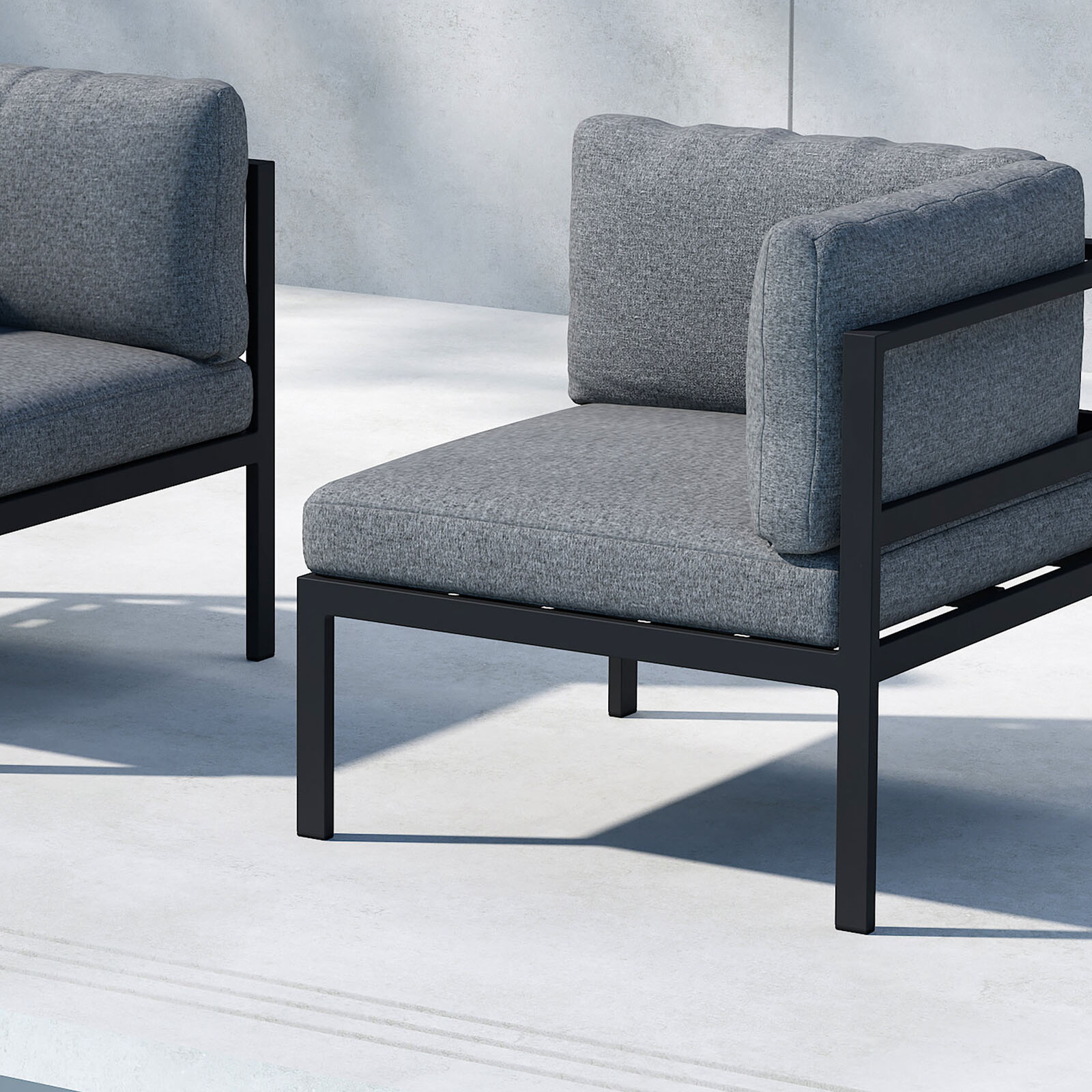 Copacabana Corner Part - Black Alu / Grey Cushion Black Alu / Grey Cushion