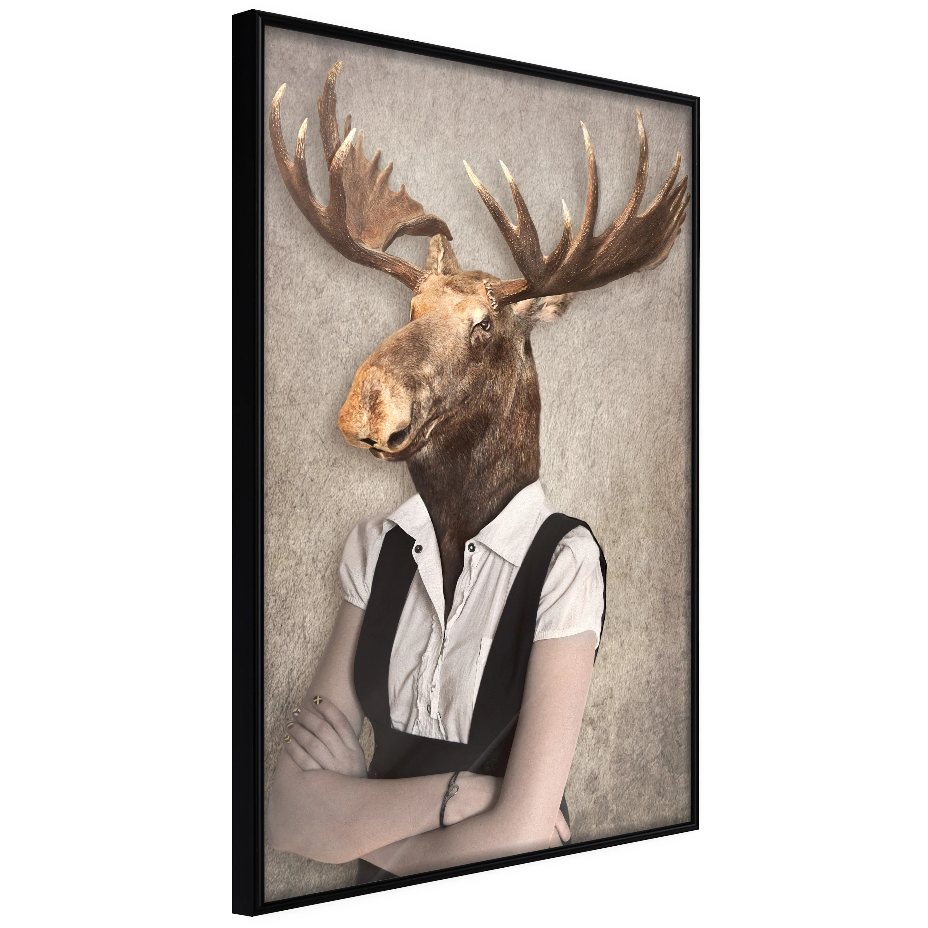 Affisch - Brainy Moose [Poster] 20x30 Svart ram, 20x30 cm