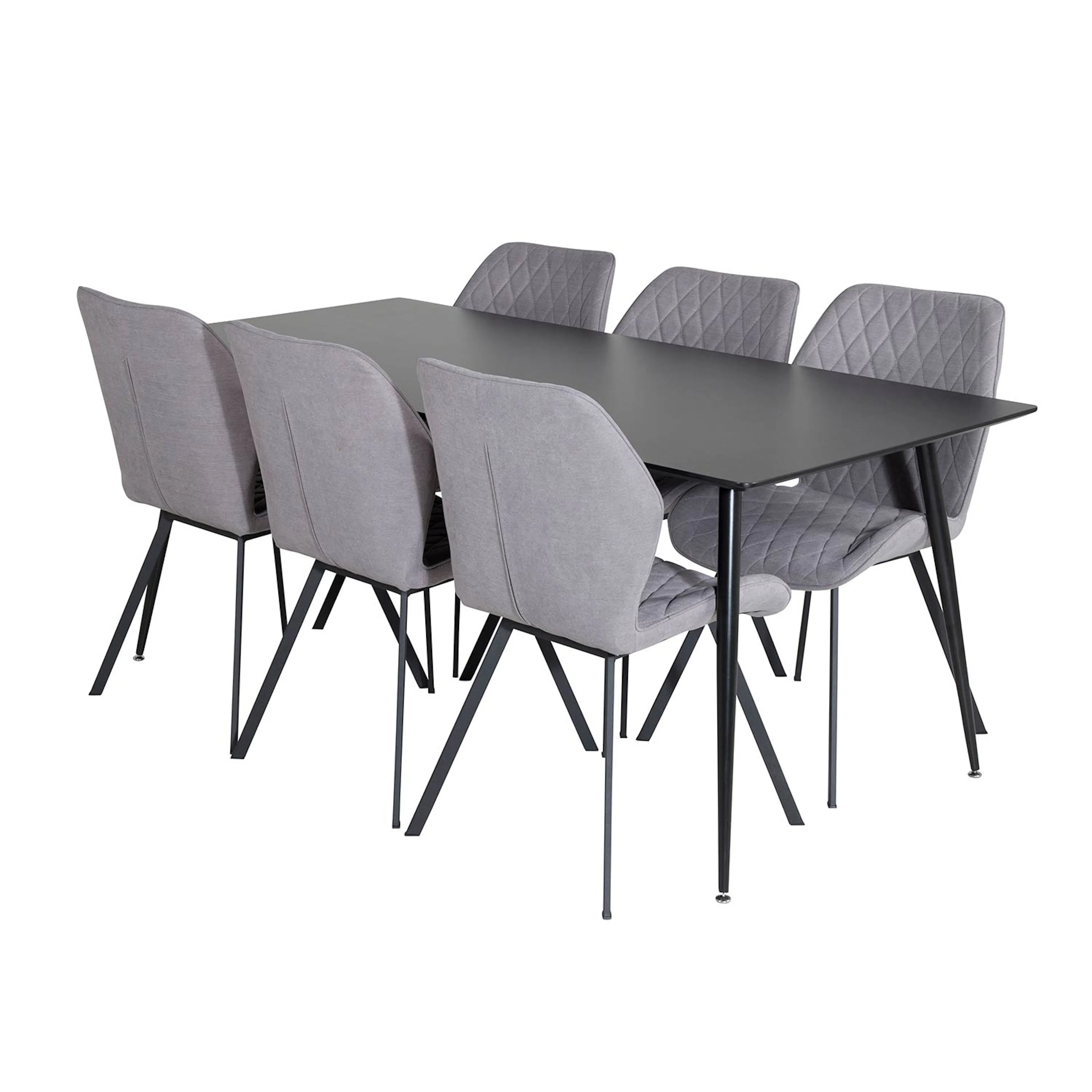 Silar Table - 180 cm - Black Melamine+GemmaChair - - Grey _6 Svart/Svart/Grå
