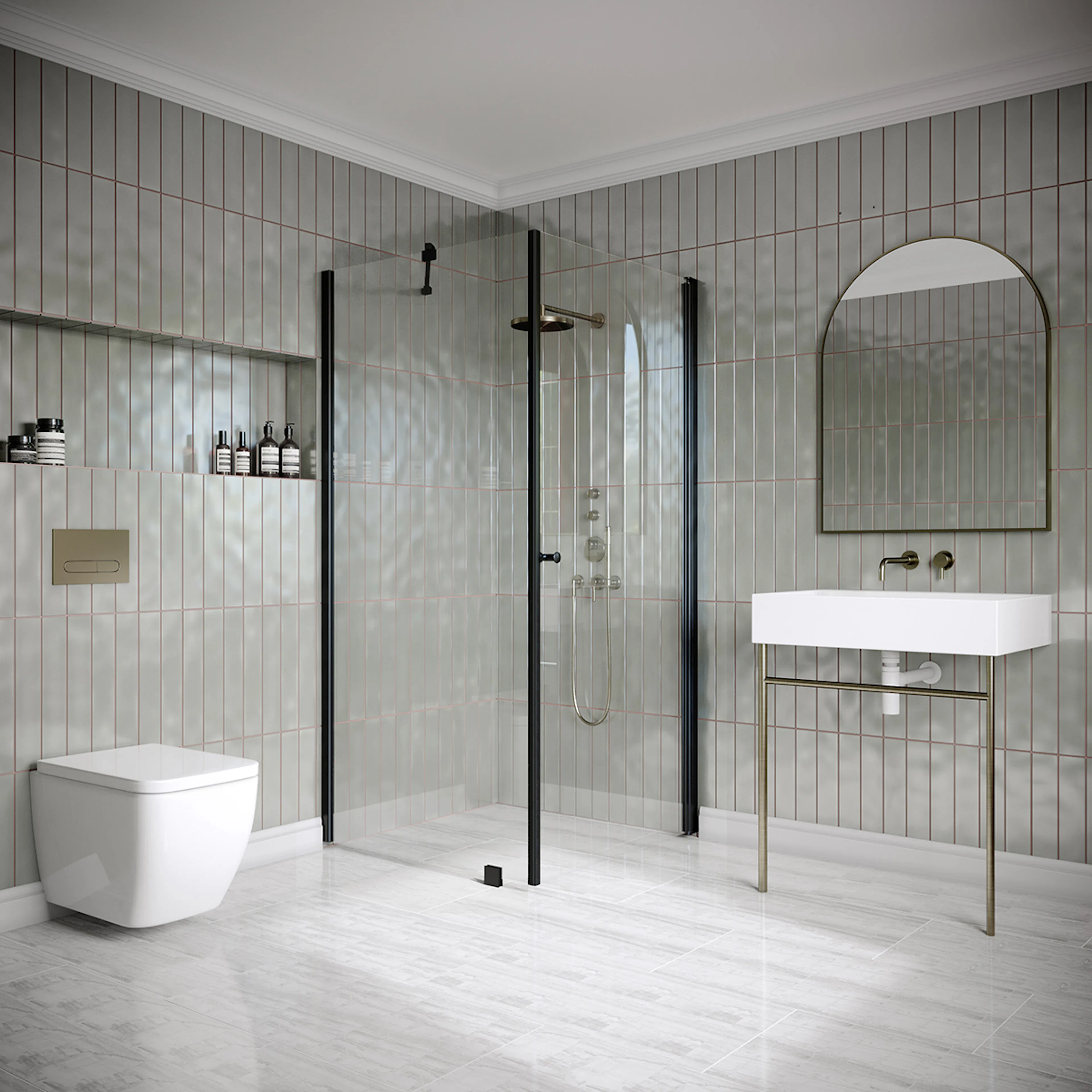 Hietakari Classic 146 902x905x1900 mm, Klarglas, Svarta profiler