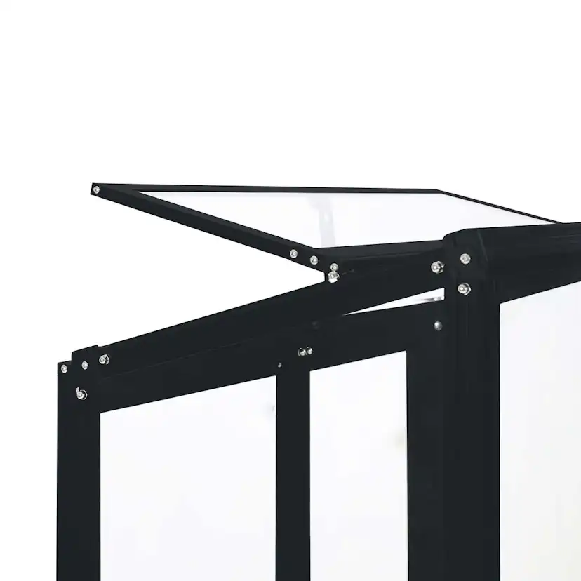 Växthus Metalcraft Svart Rektangulär Odlingsvitrin mot Vägg med Säkerhetsglas, 91x51x157 cm