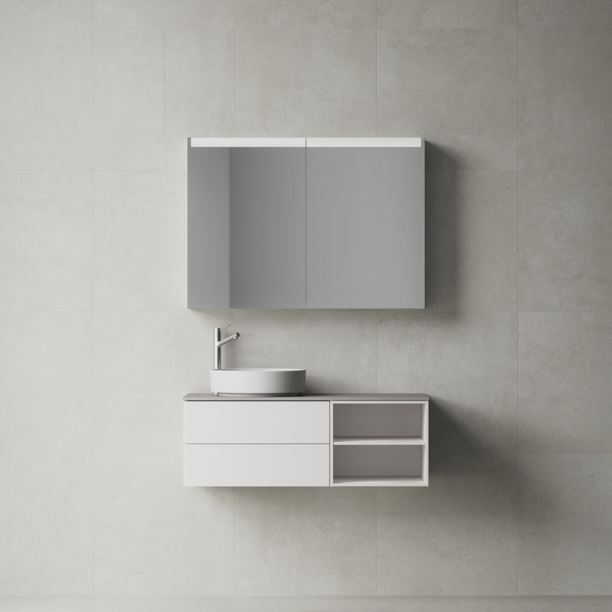 AIR Solid 100 D,White,2 lådor (V), Öppen förvaring (H),996 2 lådor (V), Öppen förvaring (H)