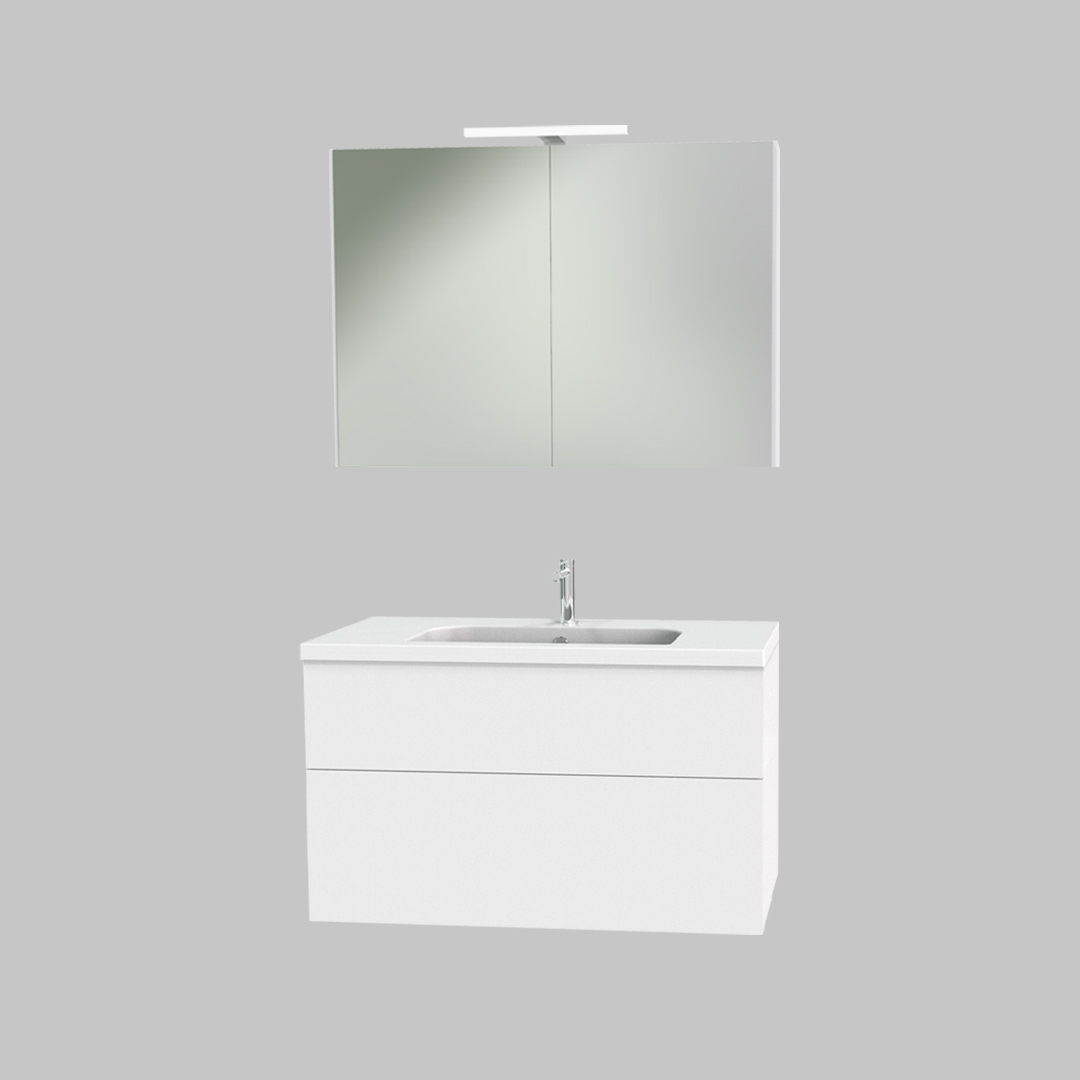 Möbelpaket Miller Badrum New York 1000 med Tvättställ och Spegelskåp