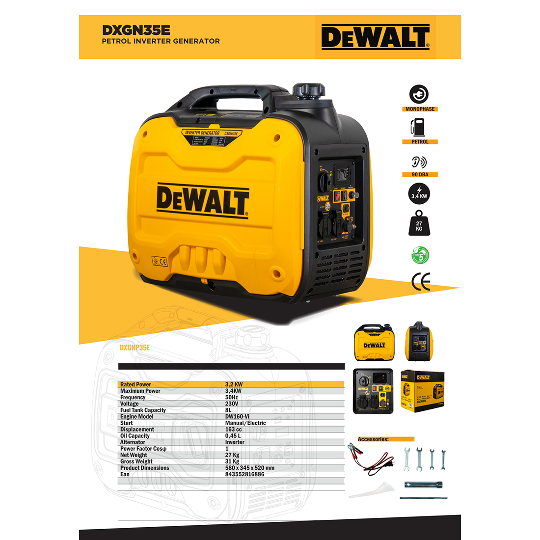 Elverk DeWalt DXGNi35E Gul