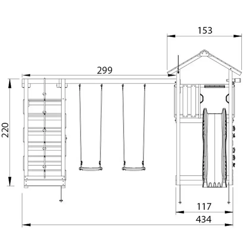 Lektorn Jungle Gym Cottage 2.1 Klättermodul Gul Rutschkana