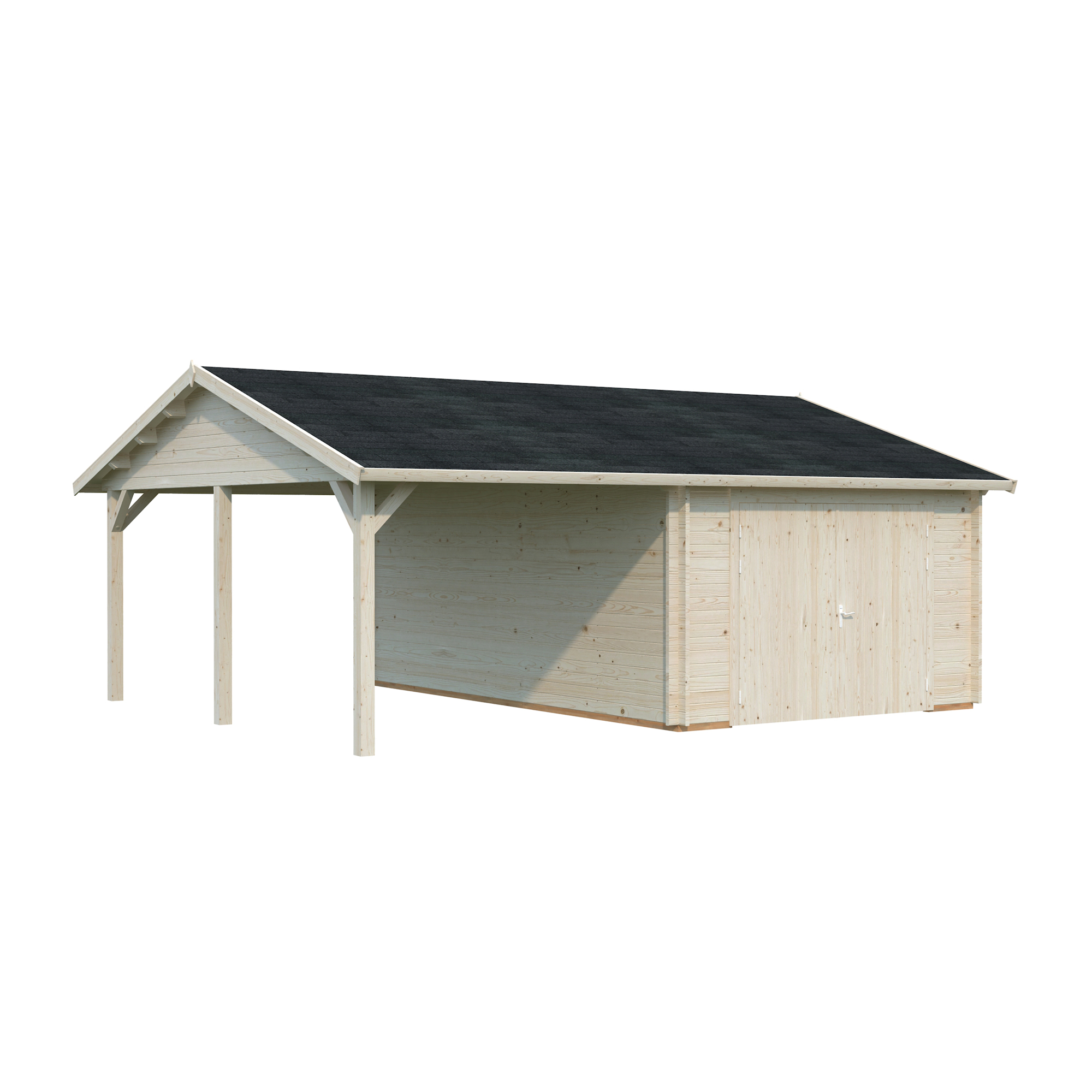 Roger 19,0+16,2 m2 with wooden gate GYDIP Impregnerad grå