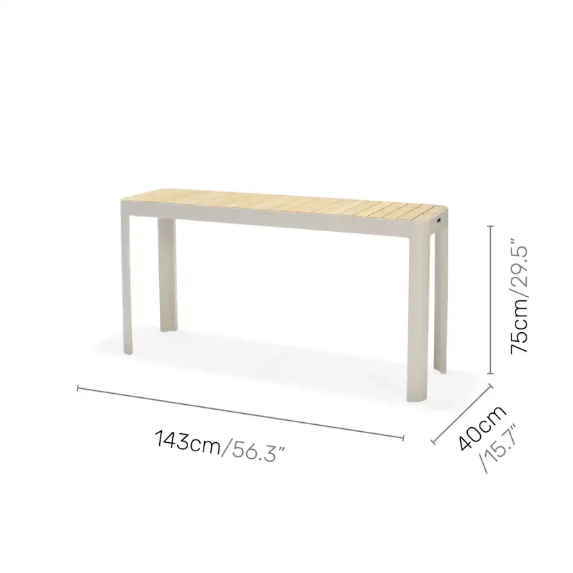 PORTALS SET: Balkongbord + bänk 140, coral sand Ljus Ecru