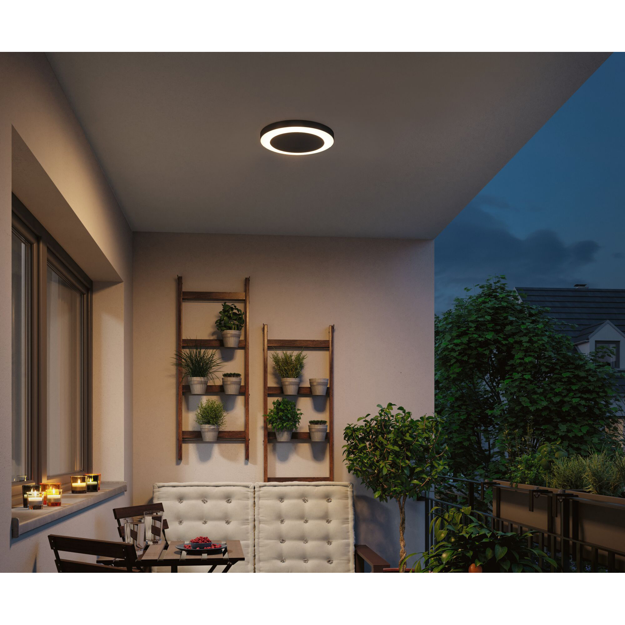 Taklampa LED Paulmann Circula med Skymningsstyrd rörelsedetektor Seawater Resistant IP44 230V Färg: Antracit