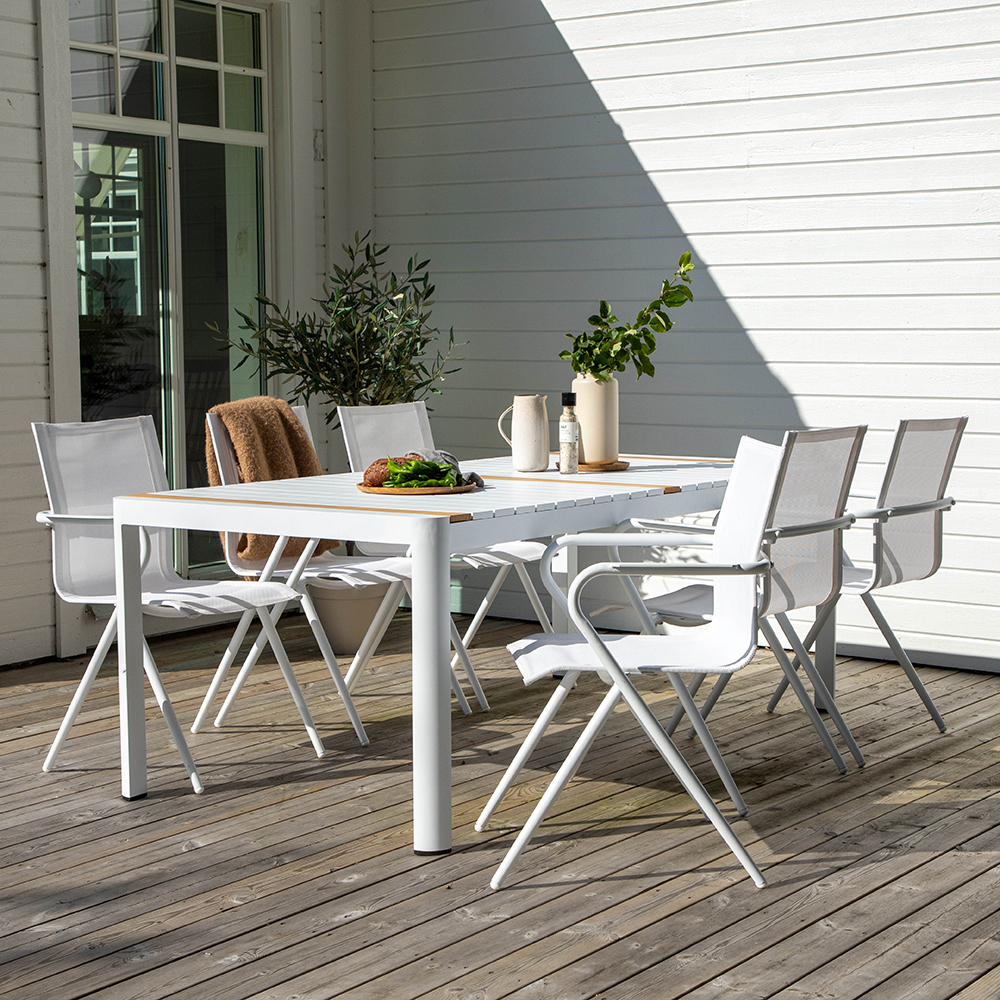 Matgrupp Utomhus Venture Home Togo 200x100 cm med 6 Alina Trädgårdsstolar