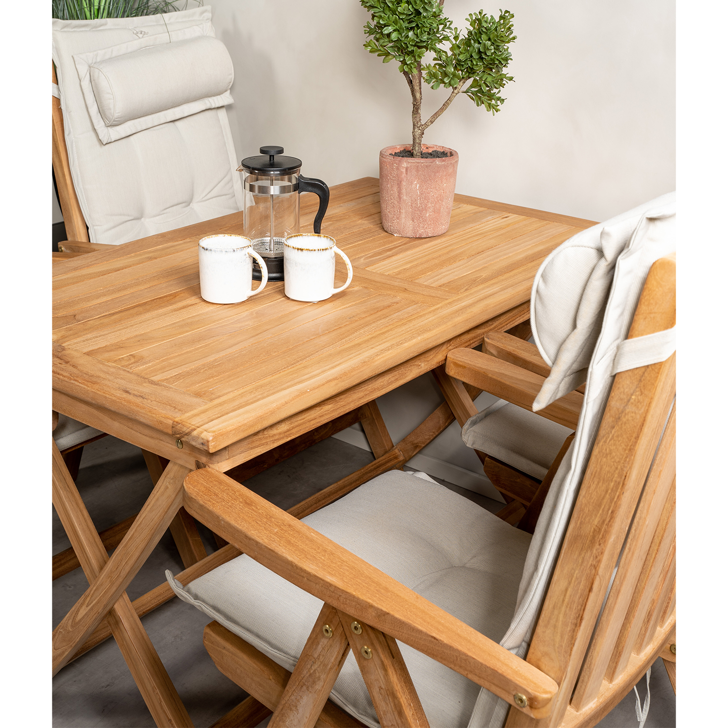 Matgrupp Venture Home Kenya 120x70 Teak med 4 Kenya Positionsfåtöljer
