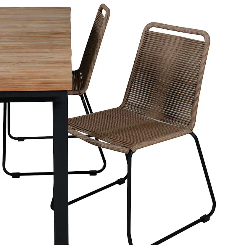 MexicoTable160/240*90-LindosChair-BlackAlu/LatteRope_4 Beige
