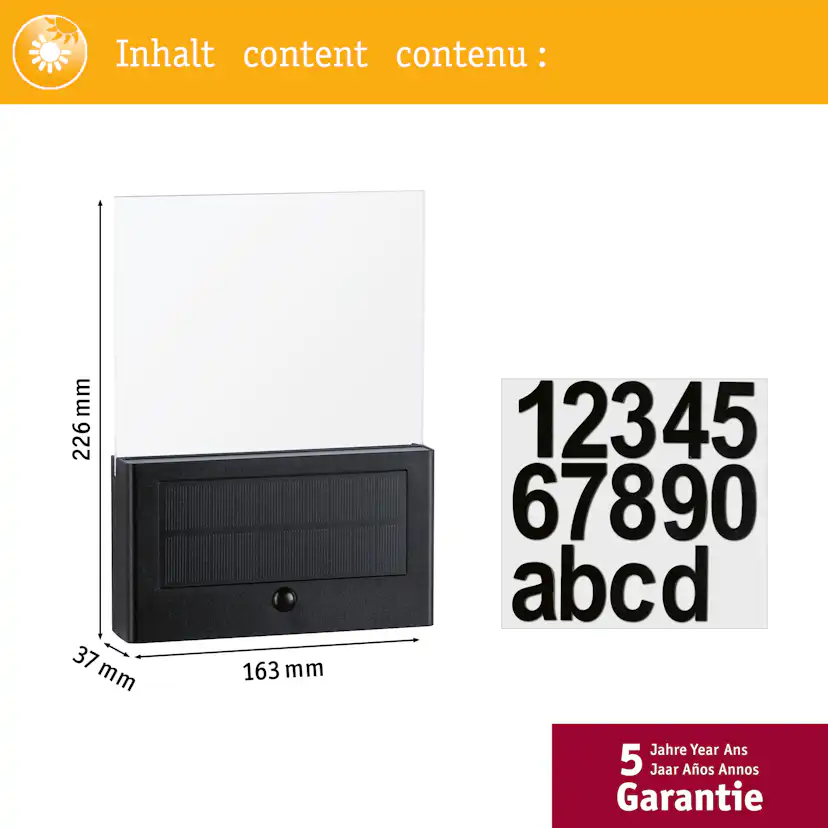 Fasadbelysning Solcell LED Paulmann Neda Lampa för husnummer IP44