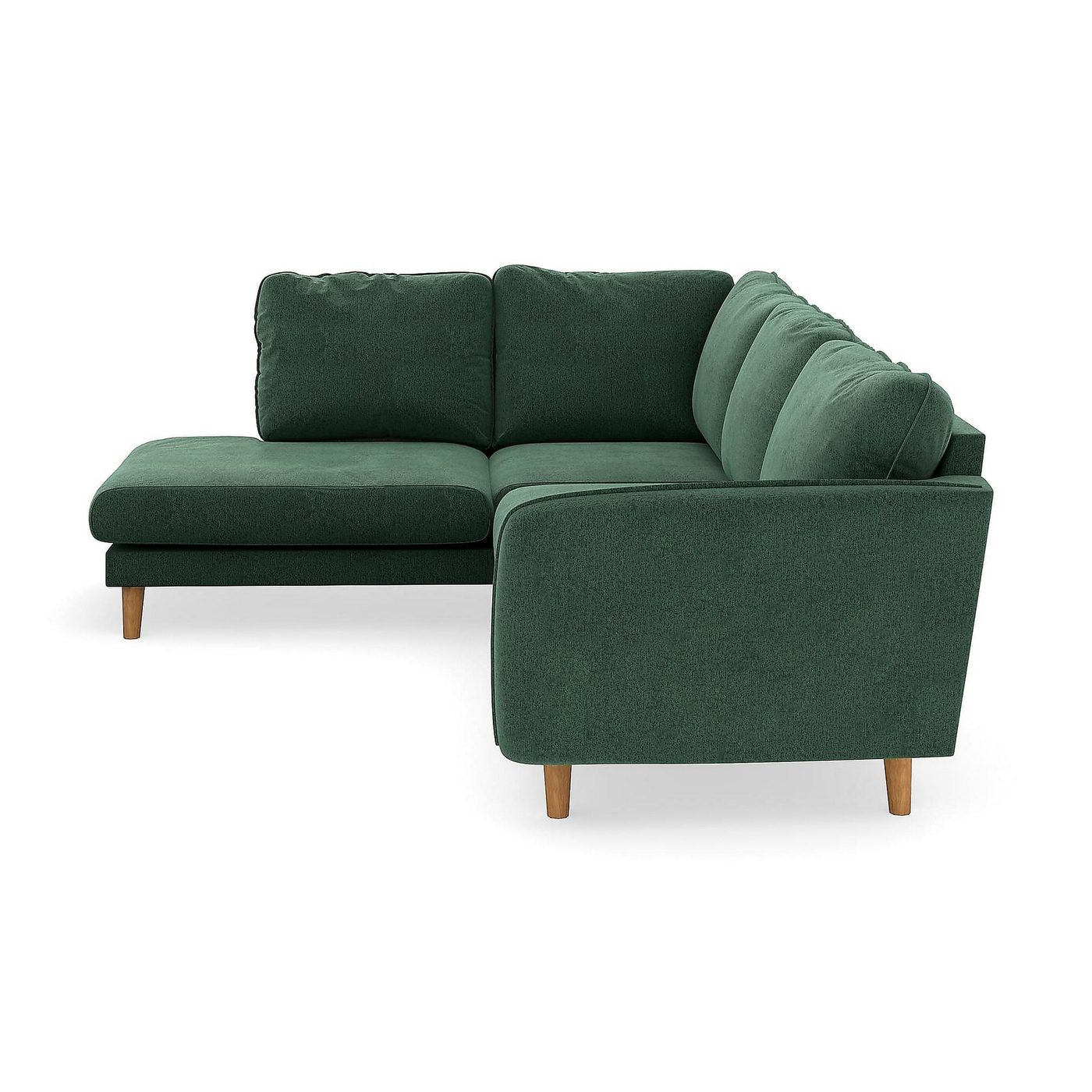Schäslongsoffa Scandi Days Trend Lyx 4-sits Loris 39, Grön Sammet, Vänstervänd, Trend, Ekfinish