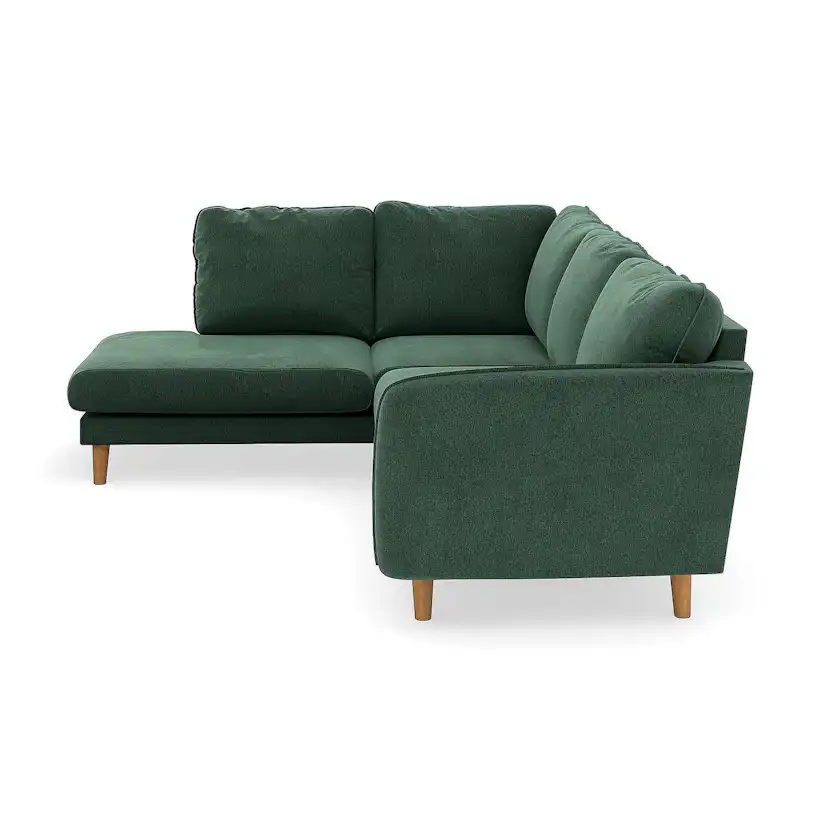 Schäslongsoffa Scandi Days Trend Lyx 4-sits Loris 39, Grön Sammet, Vänstervänd, Trend, Ekfinish