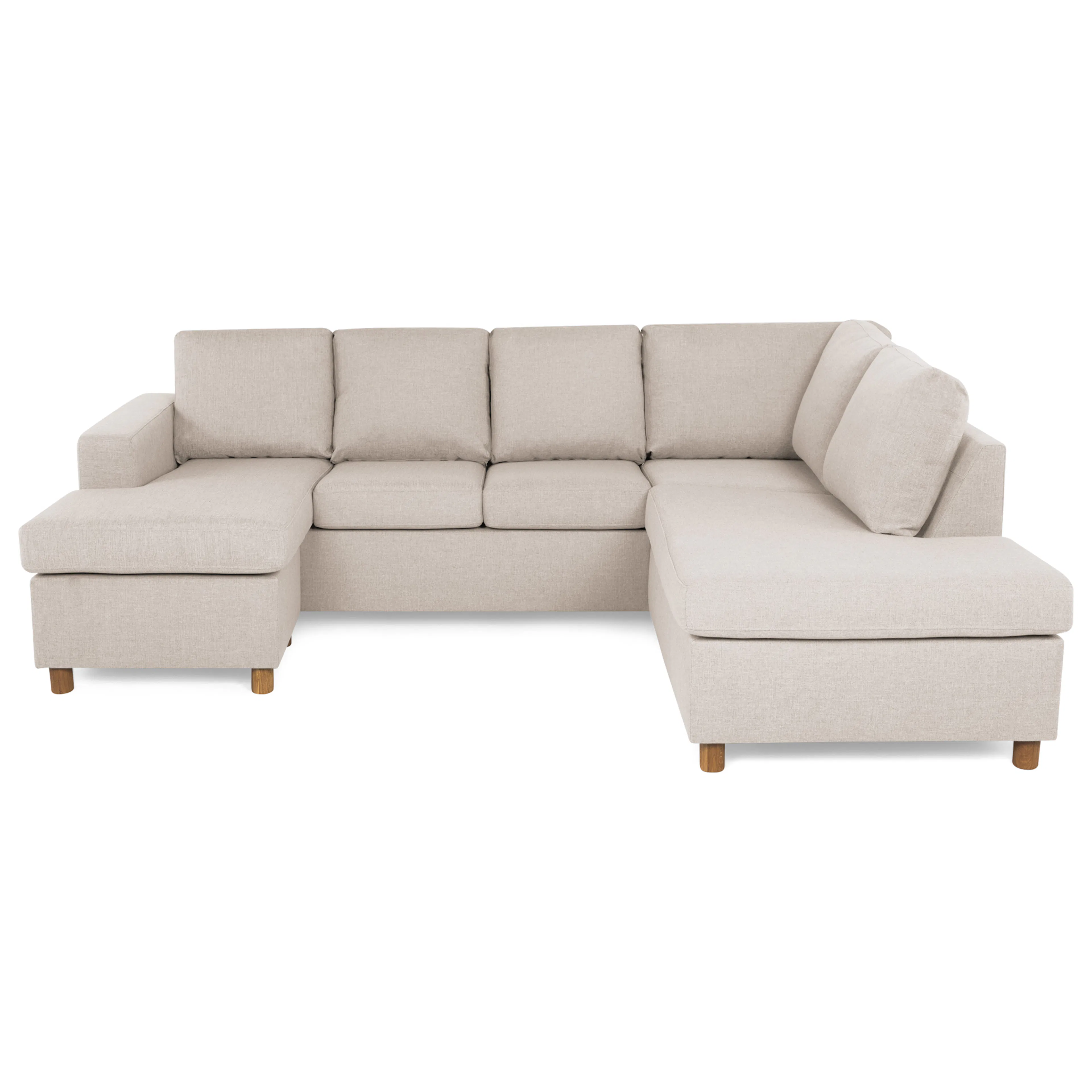 Crazy 4-sits Högervänd U-formad Small Soffa med Divan och Sc Idalia 1, Beige, Höger, Runda Ekben