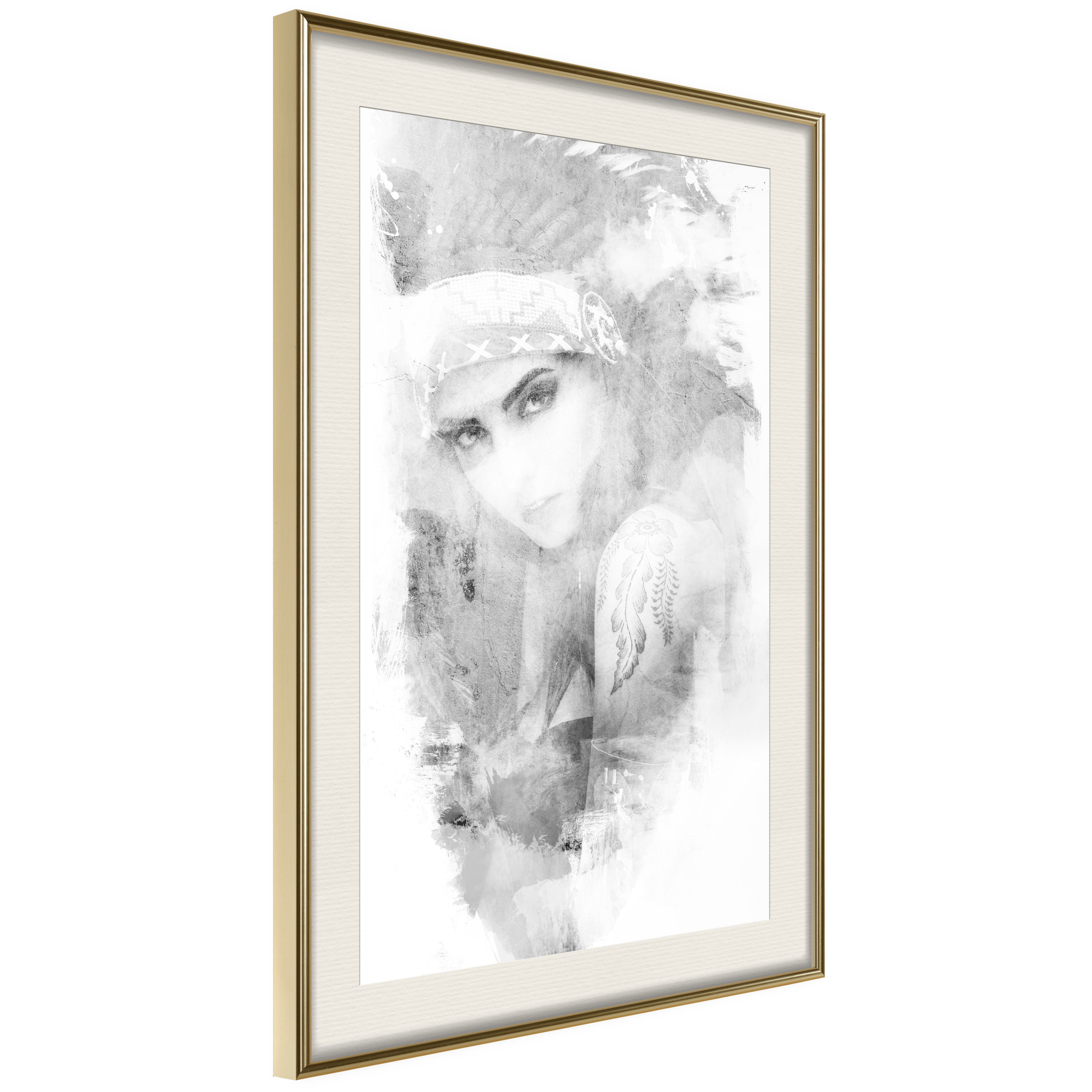 Poster Artgeist Affisch Ethnic Look Svart/Vit