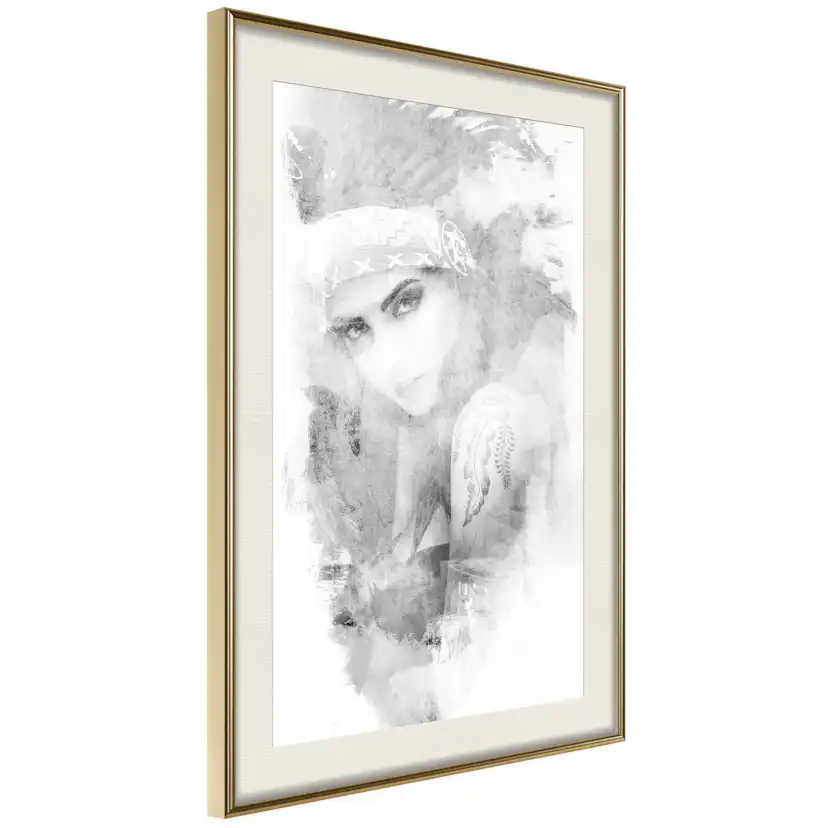 Poster Artgeist Affisch Ethnic Look Svart/Vit
