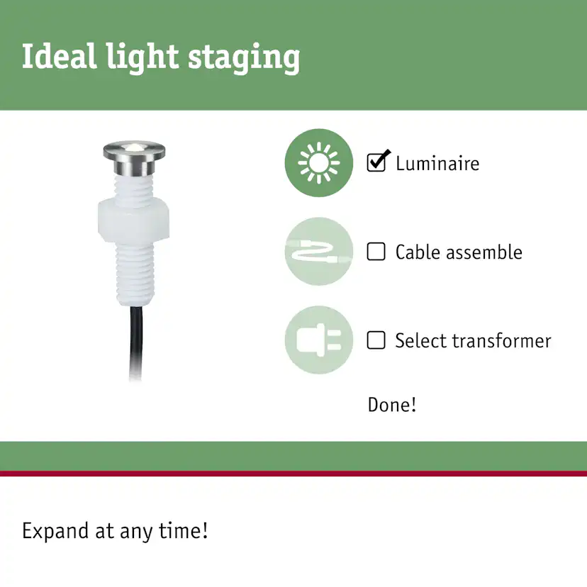 LED Infälld Markbelysning Paulmann Plug & Shine MicroPenII IP67 24V Förlängningsset 5-pack med Kabel