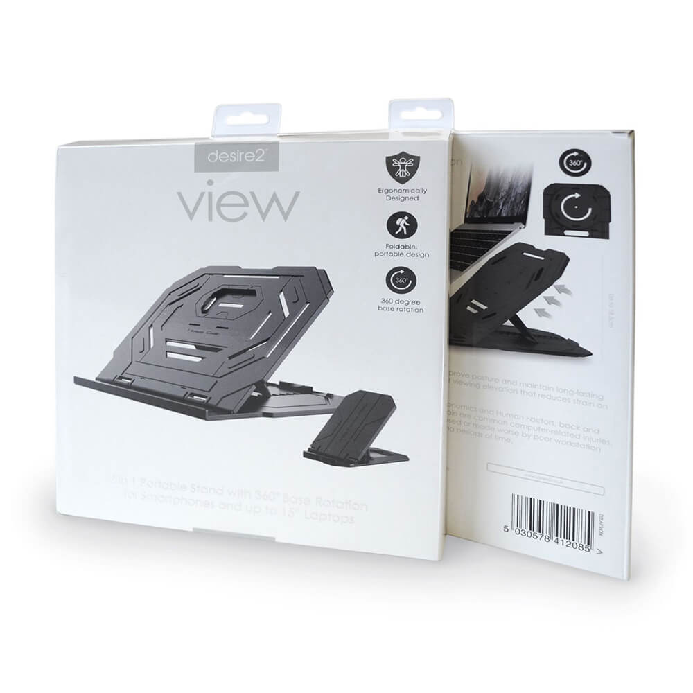 Laptopställ Desire2 2In1 Portabelt Svart 360 Roterbar med Mobilställ