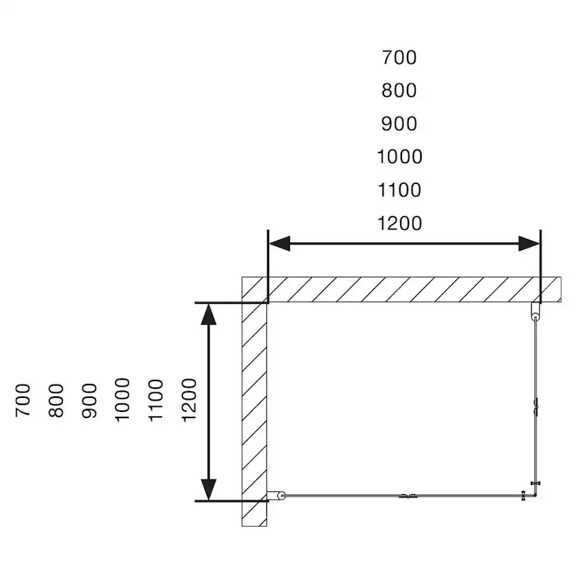 Duschhörn Arrow Twice Corner Klarglasx800x700xVänster: 800 mm, Höger: 700 mm