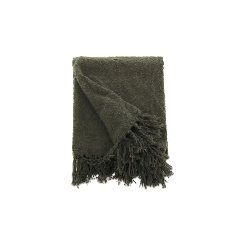 Stanly Throw poly/ribbon/tassels - Grey / - 130*170 Grön