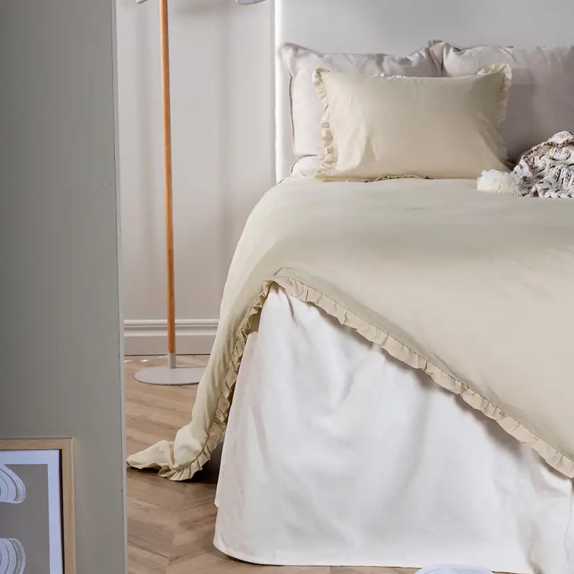 Lias Bed Set Cotton Linen Beige 150x200 cm Färg: Beige, Mått: 150x200 cm