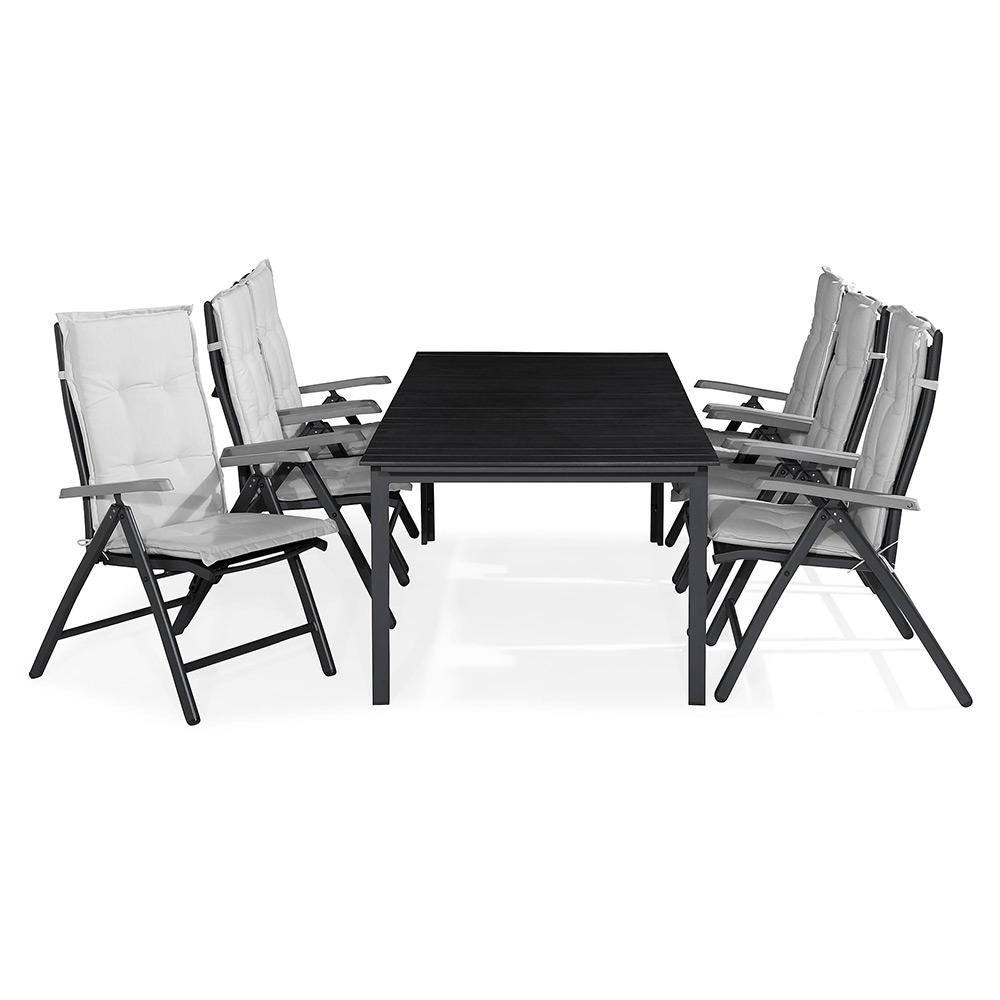 Matgrupp Comfort Garden Tunis 205x90 med 6 Positionsstolar Monaco Lyx och Dyna