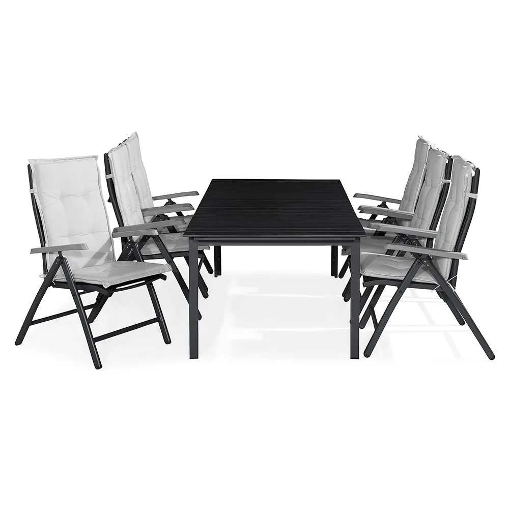 Matgrupp Comfort Garden Tunis 205x90 med 6 Positionsstolar Monaco Lyx och Dyna