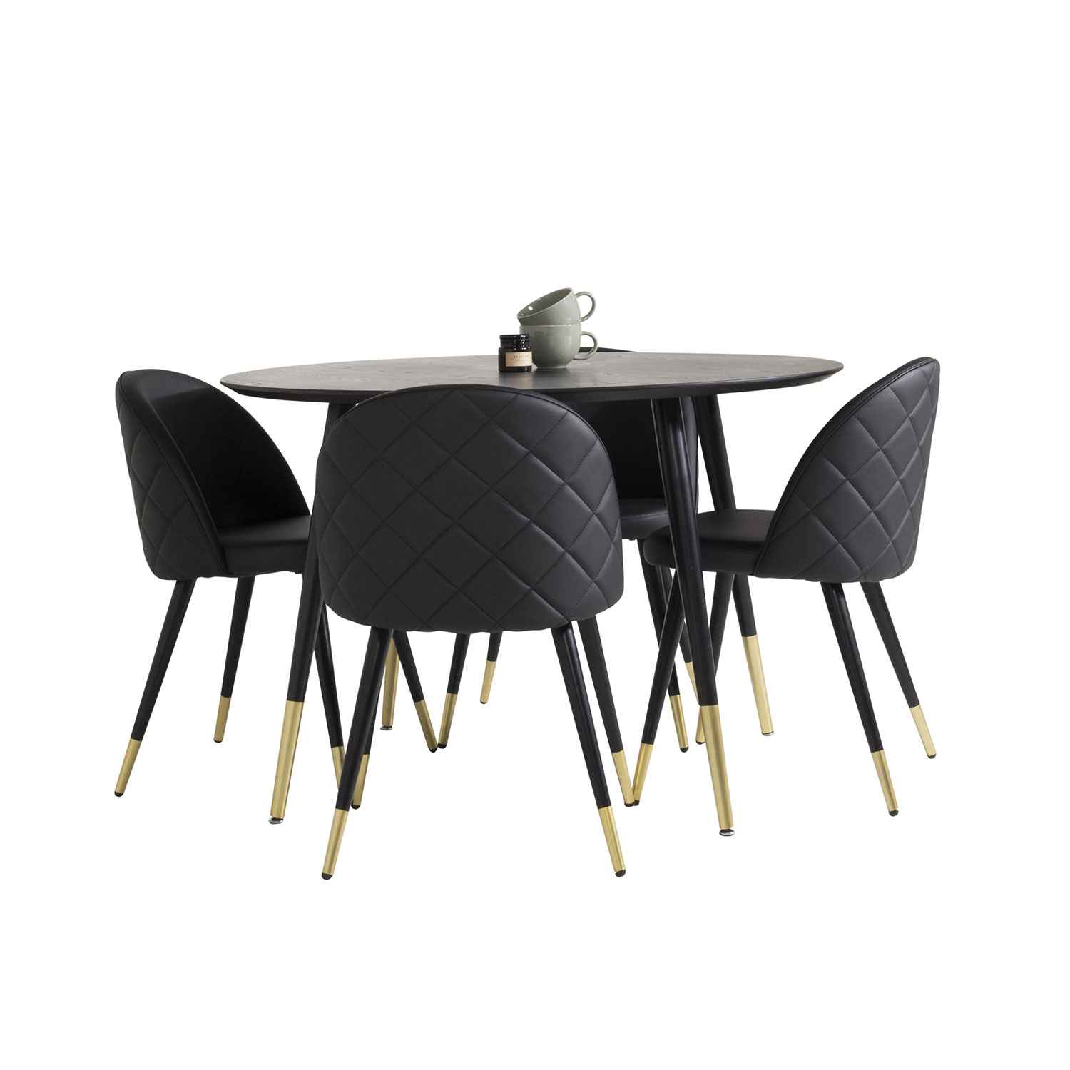 Matgrupp Venture Home Dipp med 4 Velvet stolar Skinn