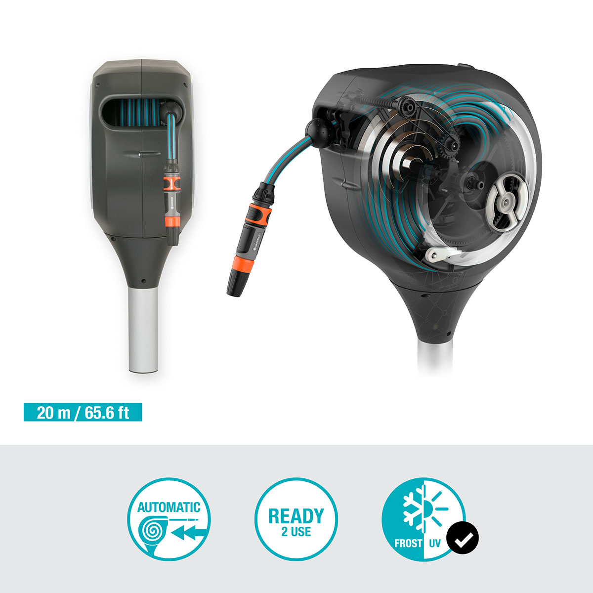 Slangbox Gardena Altan RollUp M 20m Vit