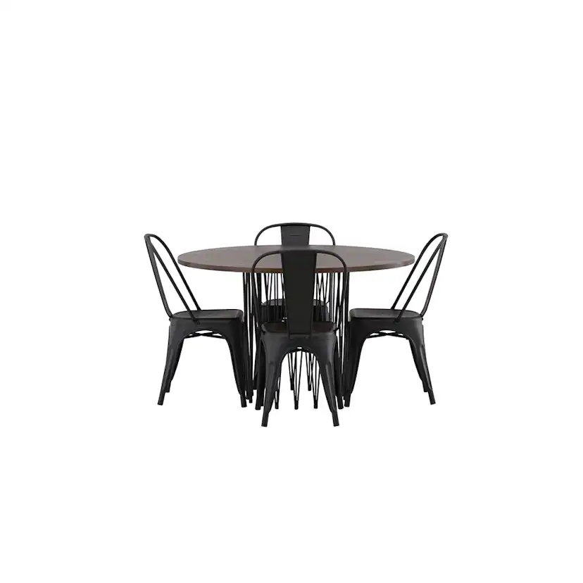Matgrupp Venture Home Stone Rund med 4 Tempe Stolar