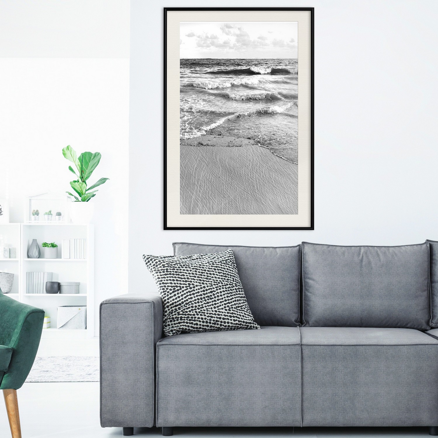 Affisch - Gentle Waves [Poster] 30x45 Svart ram med passepartout, 30x45 cm