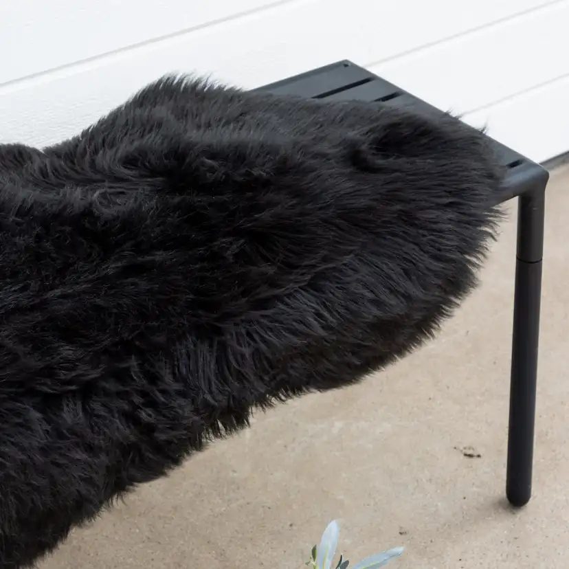 Katy Polyester Fake Fur - 180*55-Pläd-Black Svart