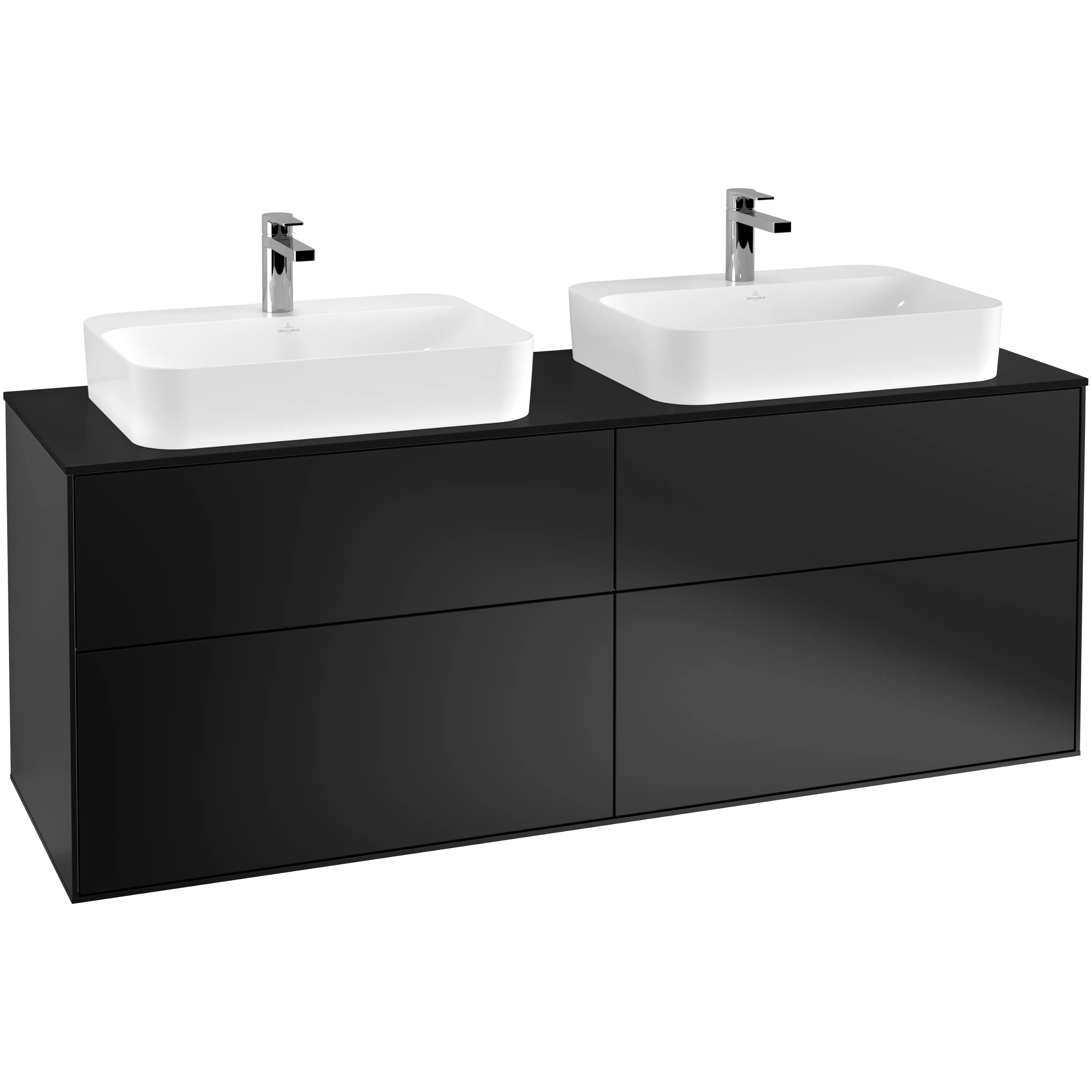Tvättställsskåp Villeroy & Boch Finion F43200PD Svart Mattlack med bänkskiva i Mattsvart glas