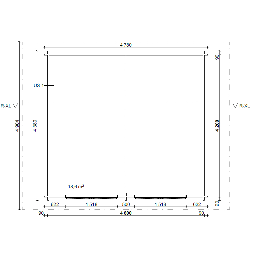 Timmerförråd LP Garden R-XL (20m²) Med Springor