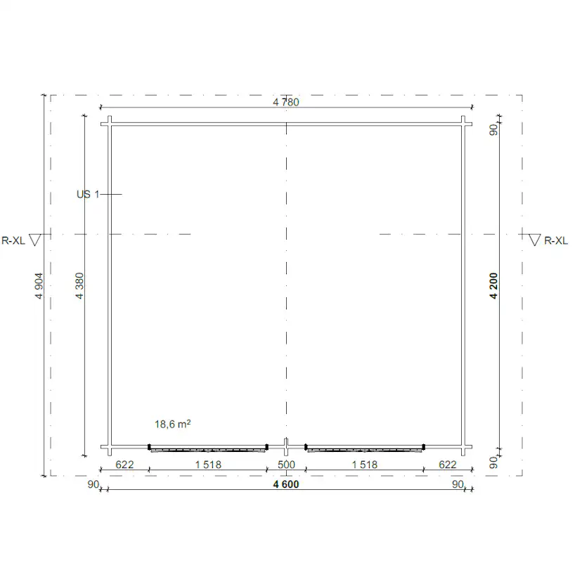 Timmerförråd LP Garden R-XL (20m²) Med Springor