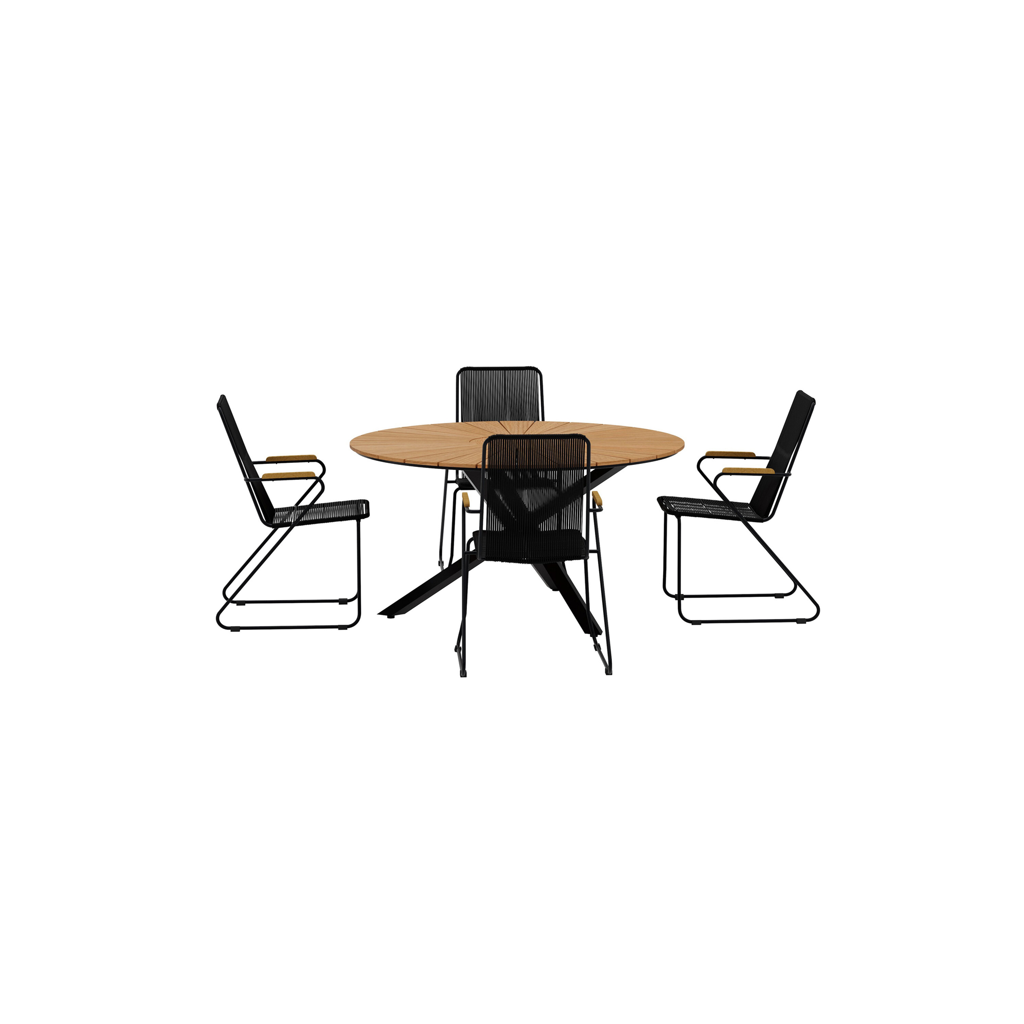Matgrupp Utomhus Venture Home Mexico Ø140 cm med 4 st Bois Trädgårdsstolar