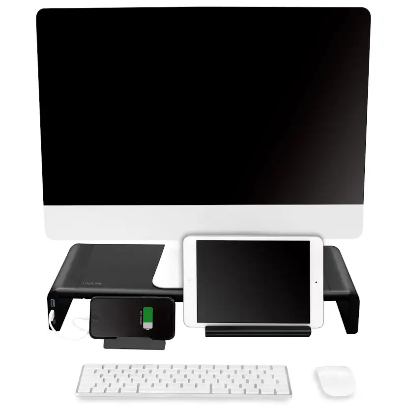 Monitorställ LogiLink 63 cm med USB-hub 3-port