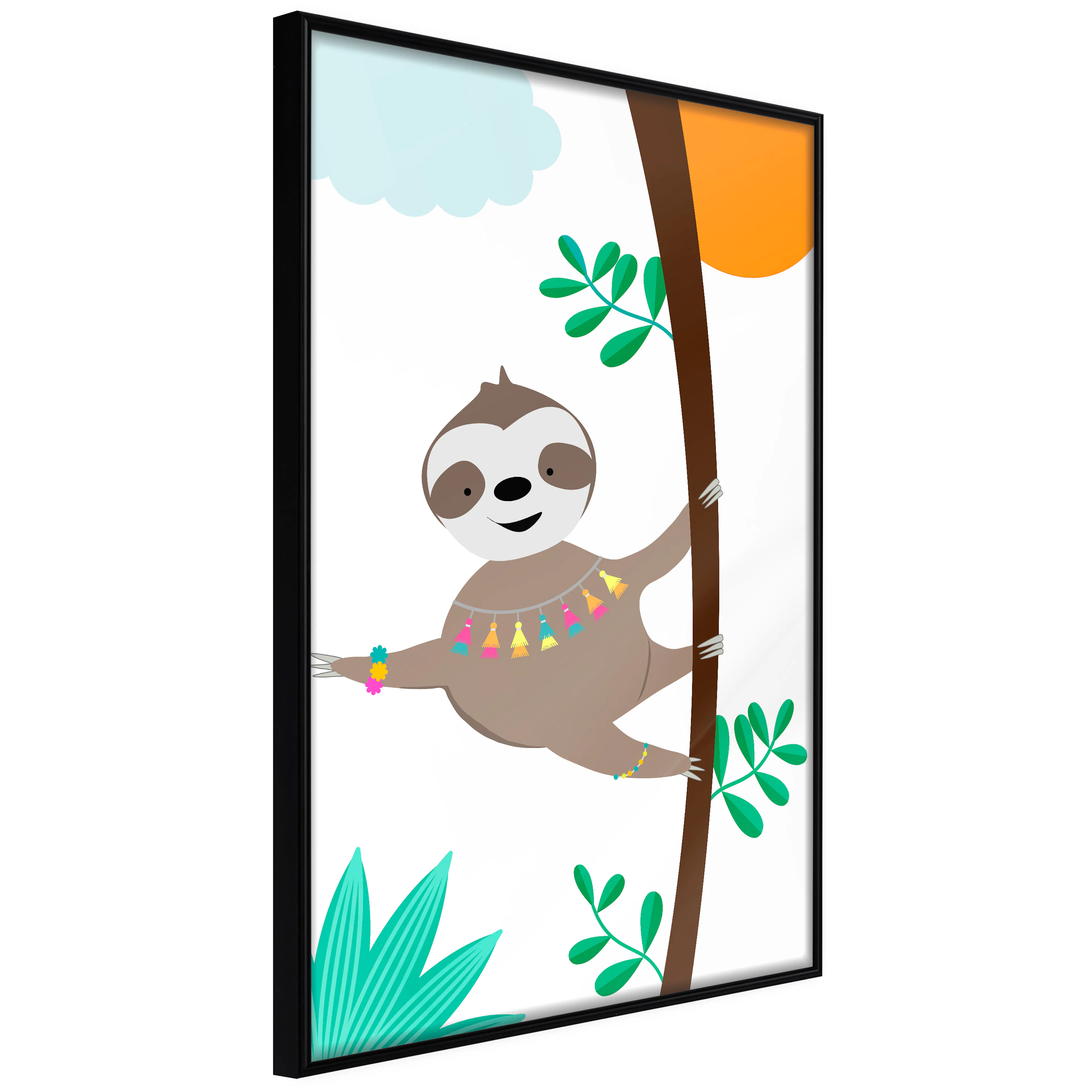 Affisch - Happy Sloth [Poster] 30x45 Svart ram, 30x45 cm