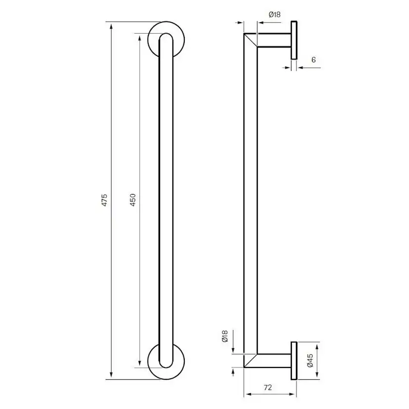 Handduksstång Tapwell TA211 450 mm