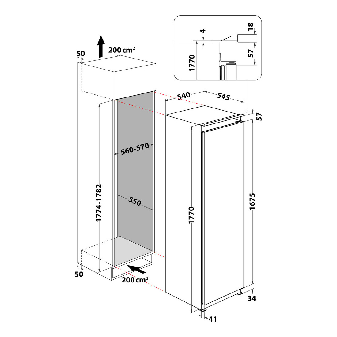 Kylskåp Whirlpool Integrerad ARG 180701