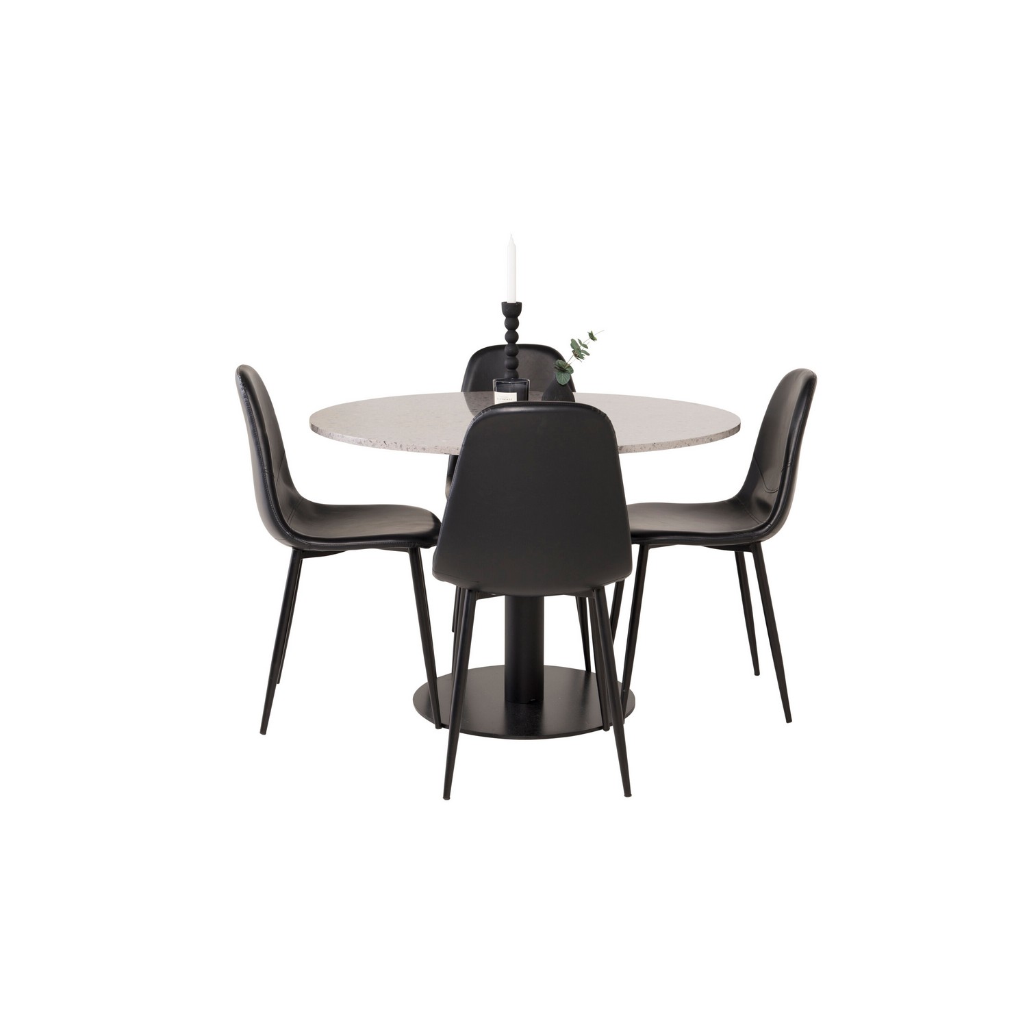 Matgrupp Venture Home Roxanna Grå Bord med 4 Pobbie Stolar Läder