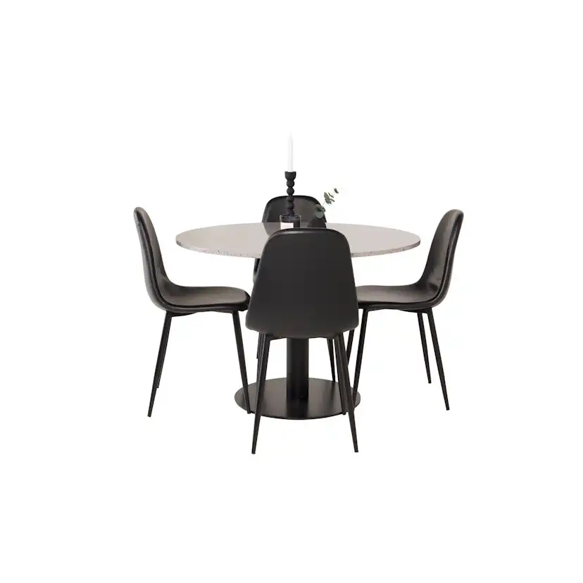 Matgrupp Venture Home Roxanna Grå Bord med 4 Pobbie Stolar Läder