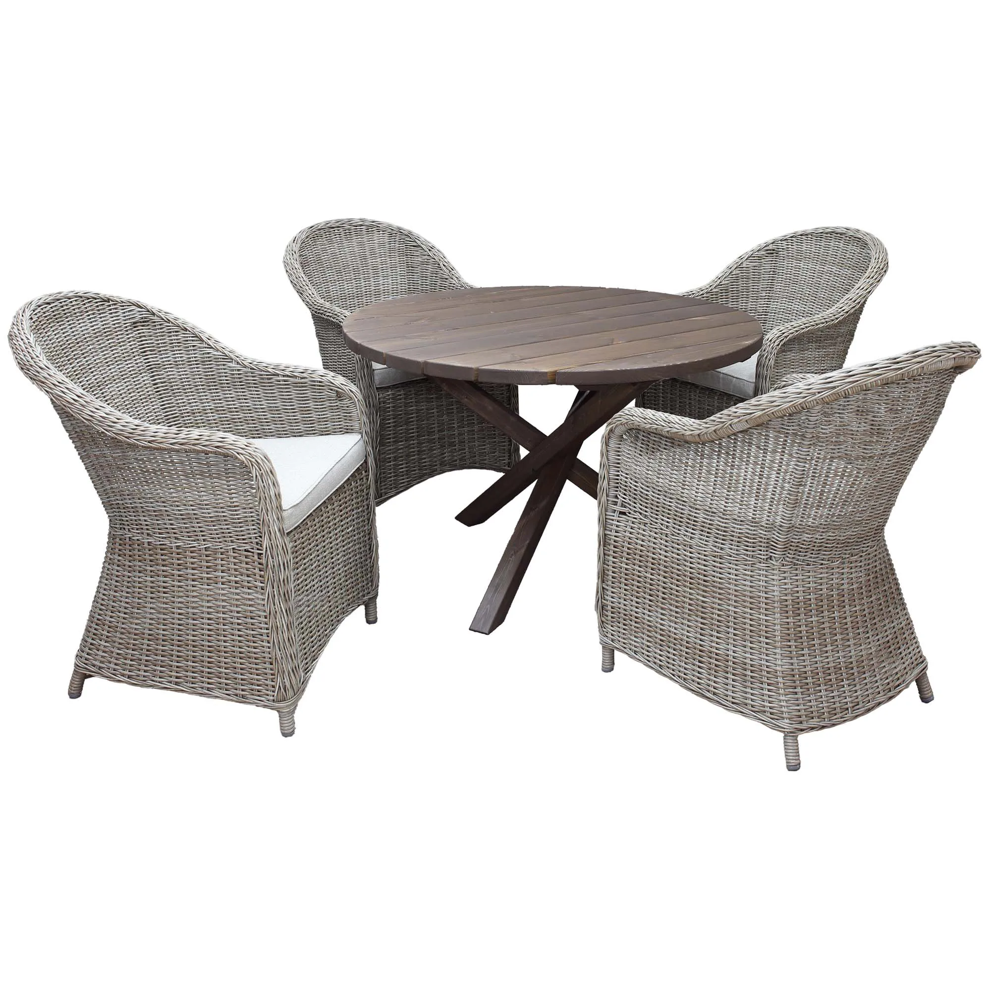 Ø 112 cm bord & 4 Daisy naturell stolar Brun