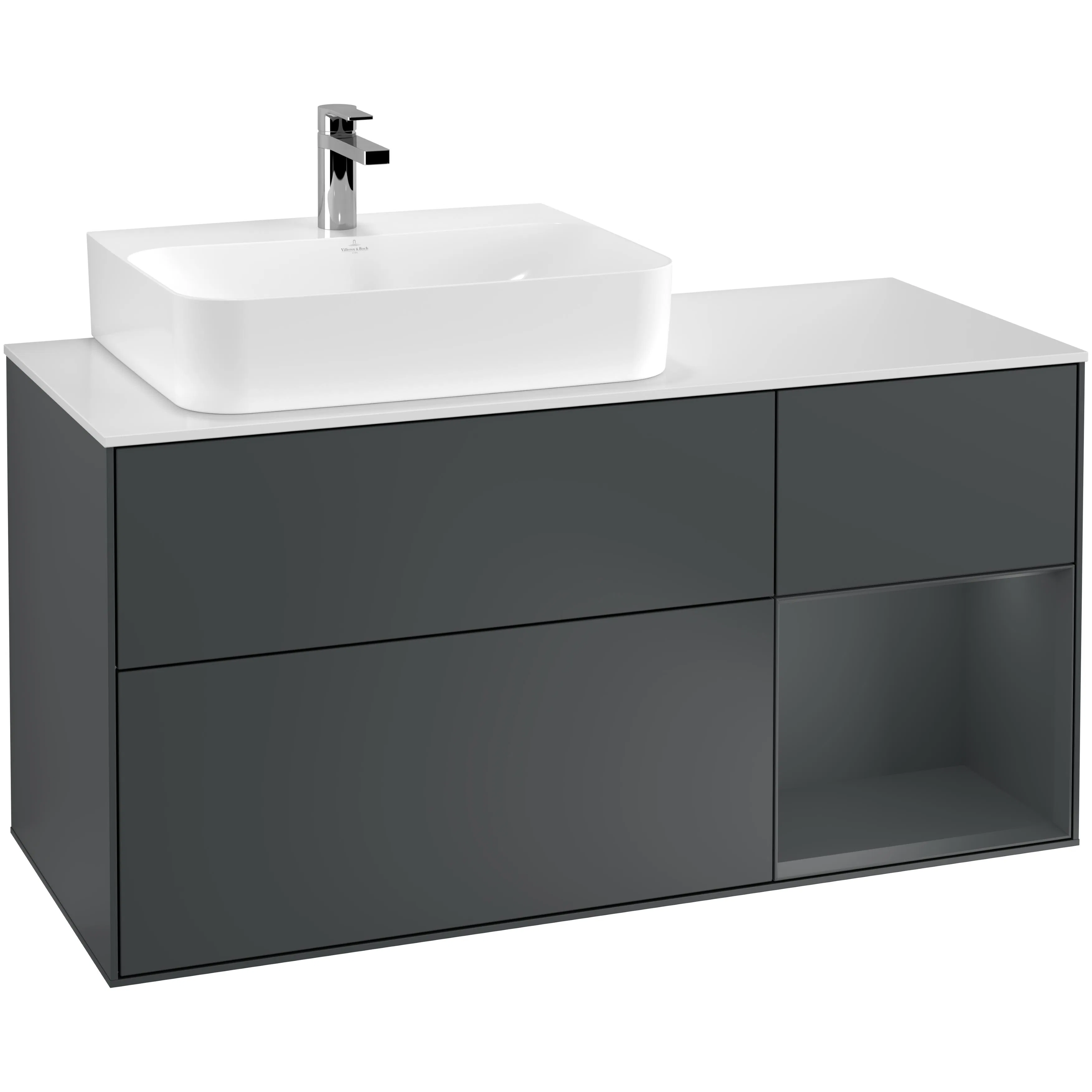 Tvättställsskåp Villeroy & Boch Finion med 3 Lådor Hylla och Bänkskiva för Ocentrerat Tvättställ