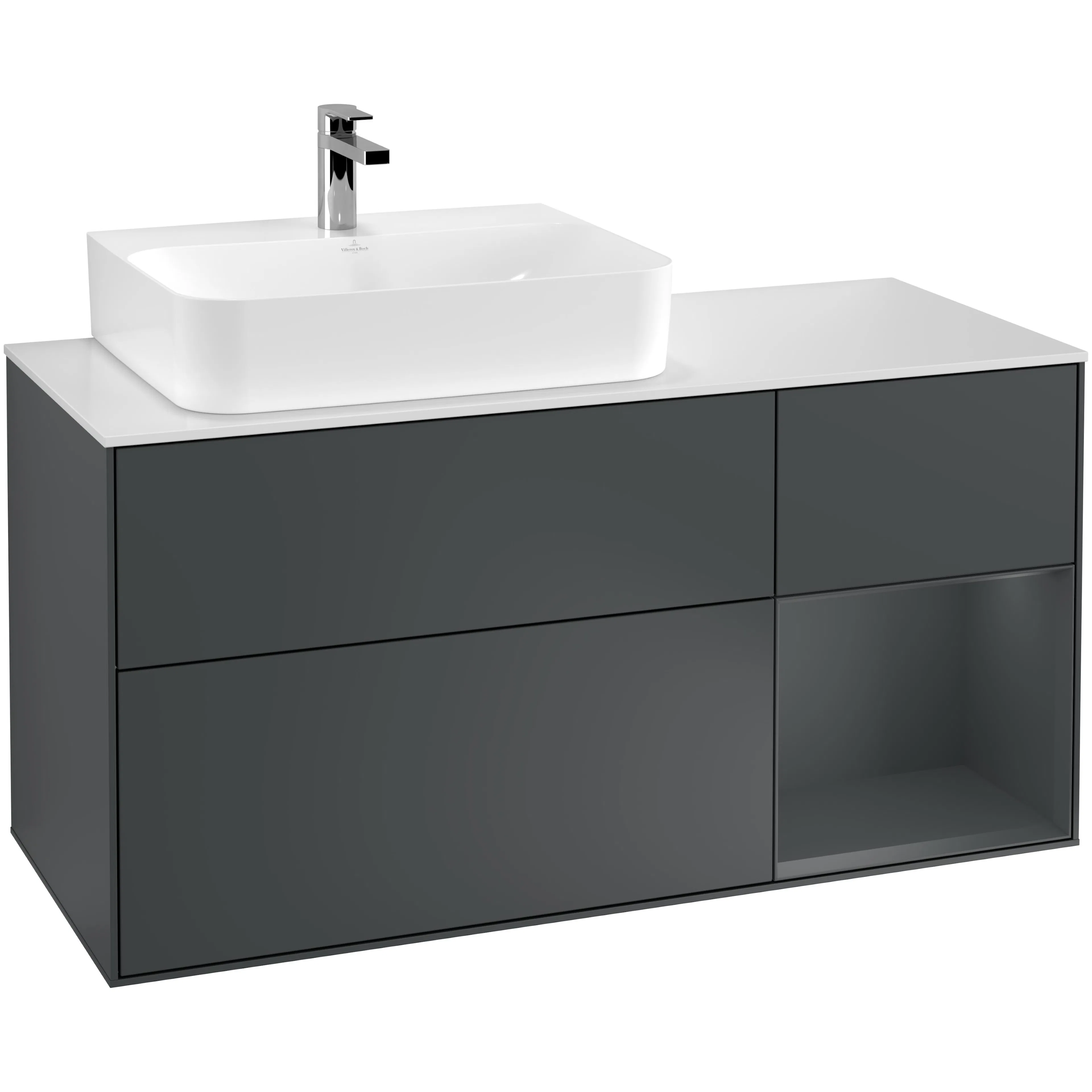 Tvättställsskåp Villeroy & Boch Finion med 3 Lådor Hylla och Bänkskiva för Ocentrerat Tvättställ