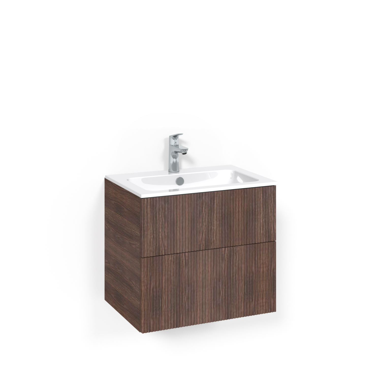 Crown Kom 60x45 Ba Li PO L14 Brun Ask, 600 mm, Tvättställ Light 14, Med Pushfunktion